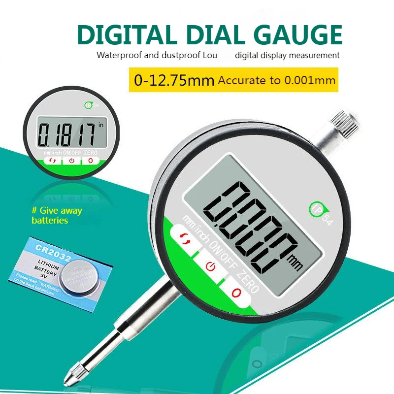 

0-12.7mm IP54 Digital Dial Indicator Gauges Digital Micrometer Hour Type Indicator Precision Comparator Measuring Instruments