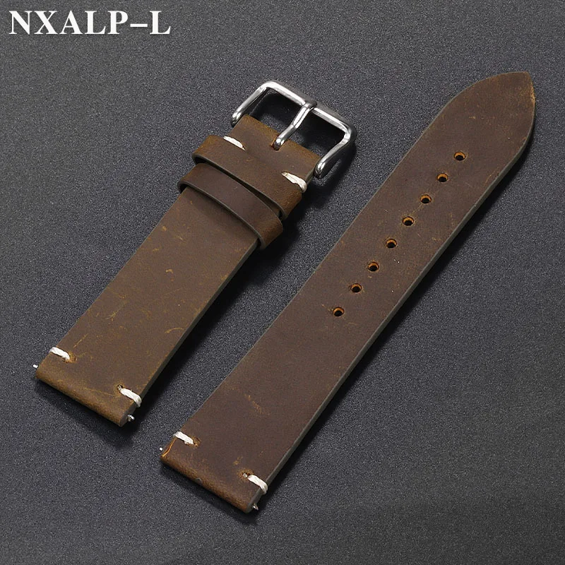 Handcrafted Vintage Leather Watch Band with Handmade Stitching