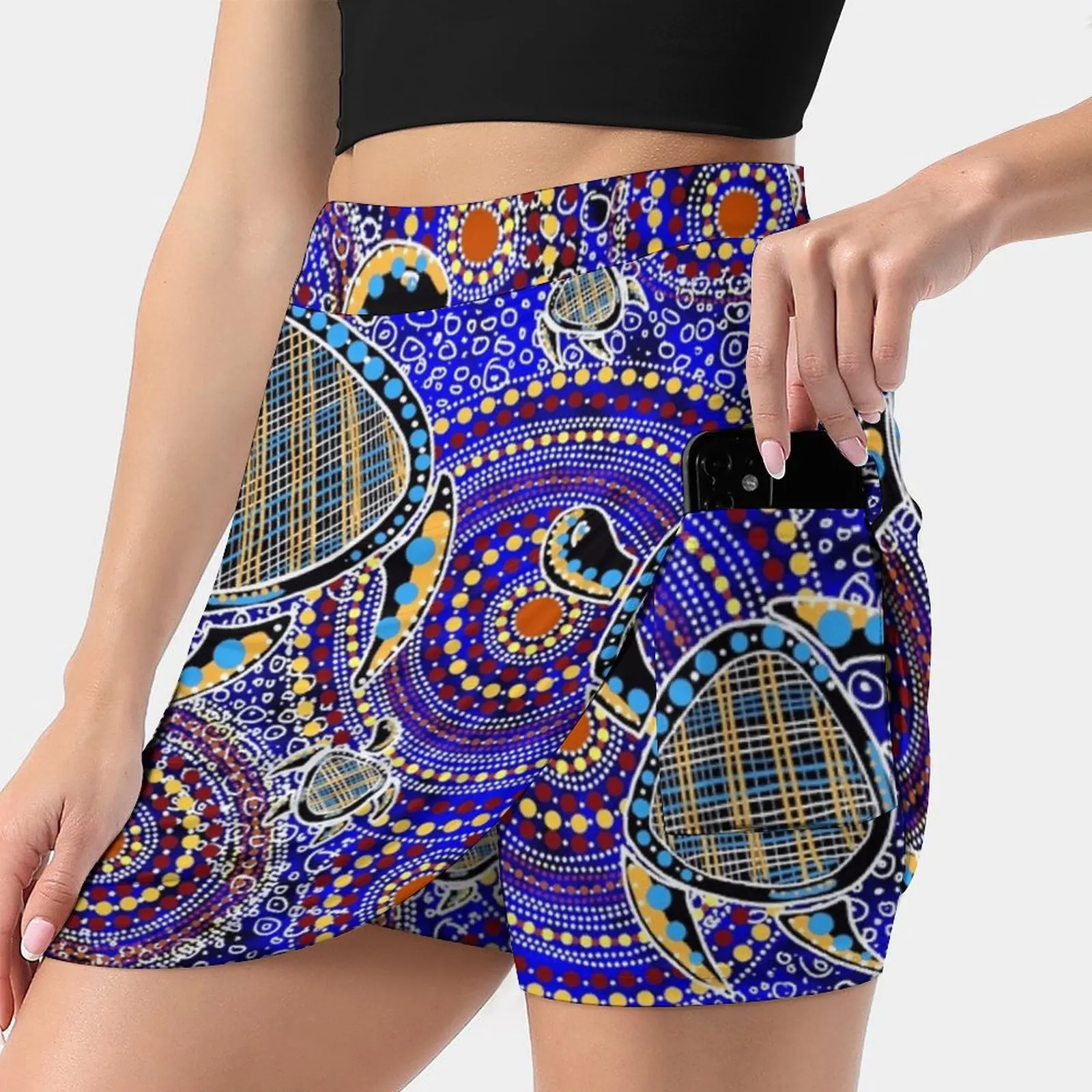 

Aboriginal Turtle Art Women'S Fashion Sporting Skirt With Pockets Tennis Golf Running Skirts Turtle Dot Art Aboriginal Dot