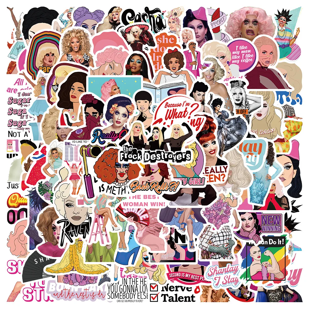 50/100pcs Colorful Cartoon Drag Queen Stickers Pack For Laptop Water Bottle Skateboard Car Vinyl Waterproof Graffiti Decals philippines vietnam 133 mm 3 wings scraper pdc drag bit for water well drilling