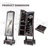 Jewelry Cabinet Armoire Freestanding, Lockable Jewelry Organizer with 3-position Adjustable Angle, Wheels, Full-length Mirror 6