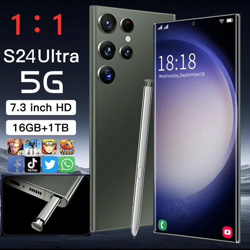 

S24 ультра мобильные телефоны 7,3 HD экран смартфон оригинал 22 ГБ + 2 ТБ 4G телефон с двумя Sim-картами Android разблокированный 7000 мАч сотовый телефон