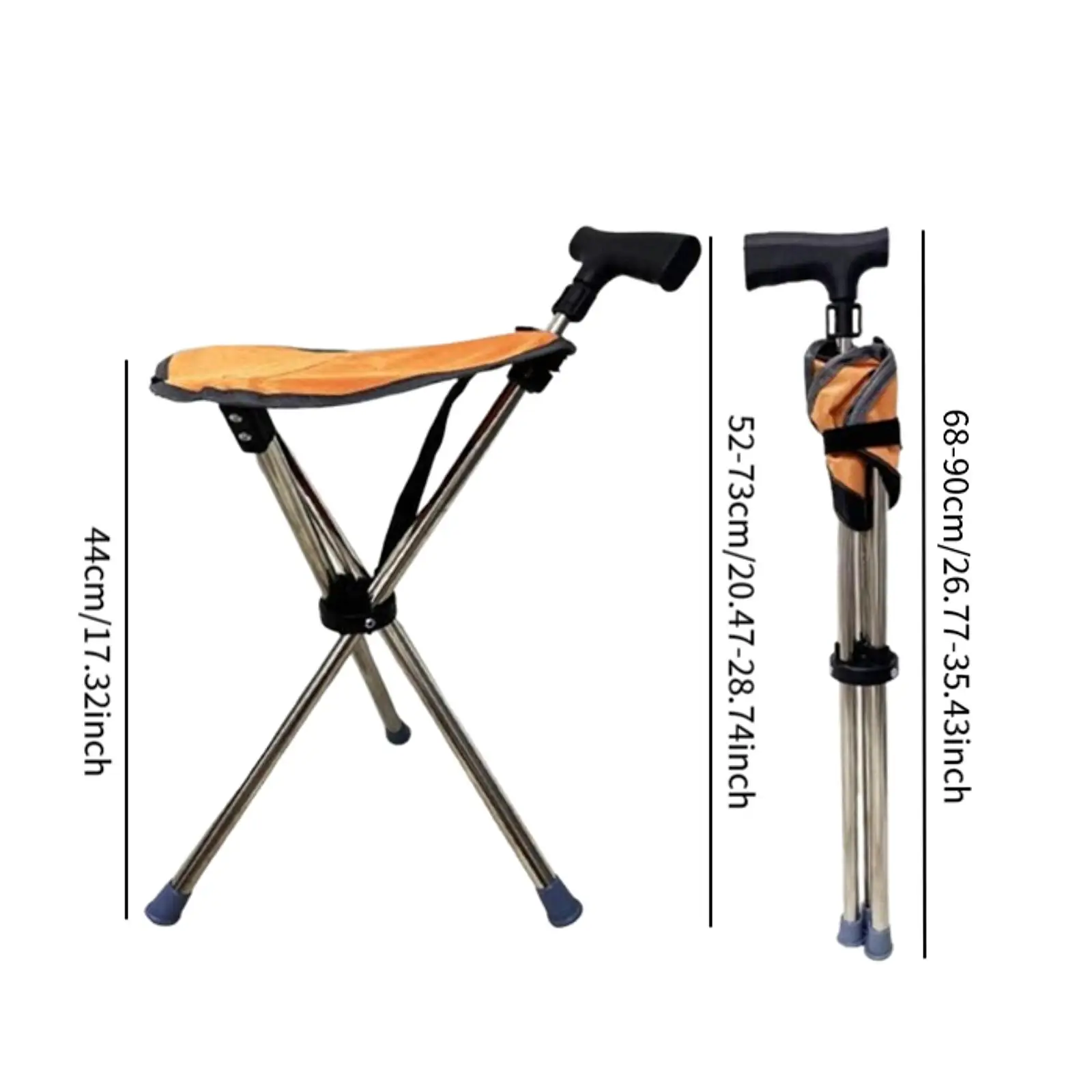 Folding Cane Seat 3 Legs Walking Cane with Triangular Handle Stool High Load Capacity Easy Carry for Elderly Support Stool