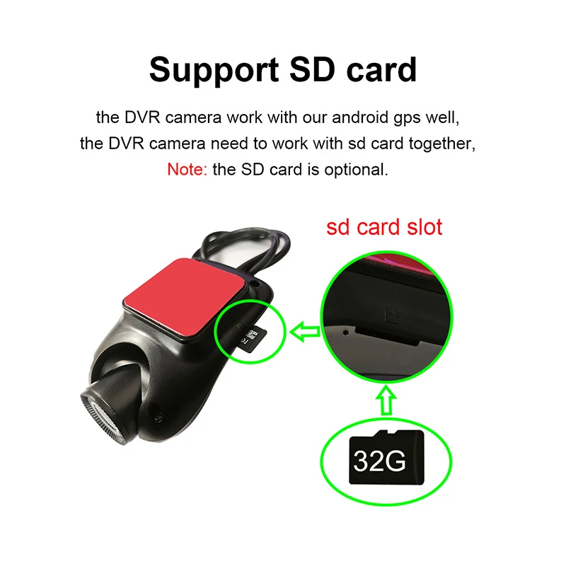 자동차 DVR USB 전면 카메라, 안드로이드 8.1/9 DVD 플레이어 ADAS