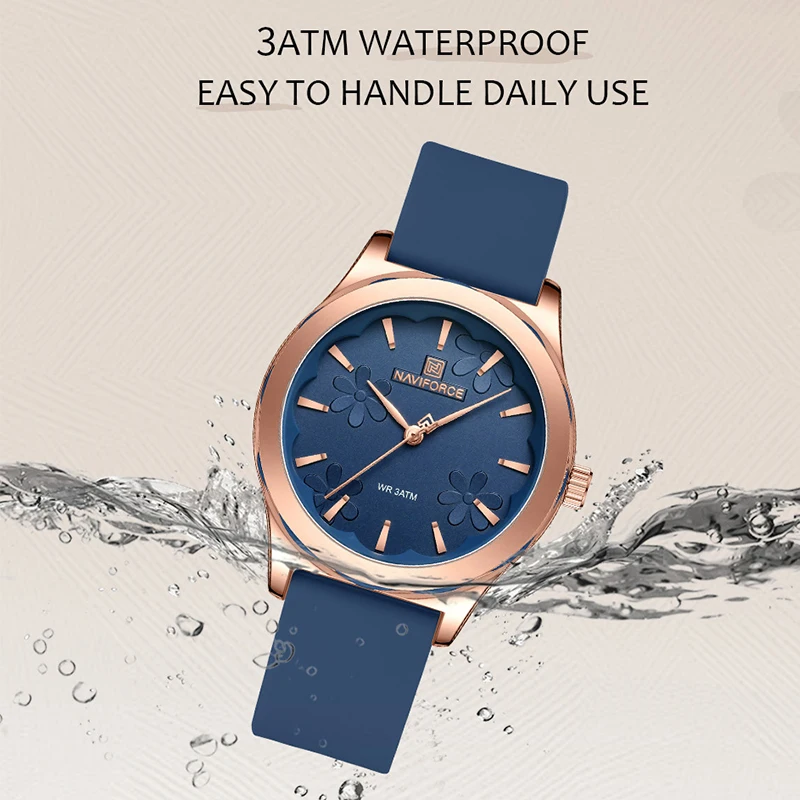 NAVIFORCE Unique Design Flower Dial Women Quartz Watch Silica Strap Fashion Luxury Waterproof ladies Wristwatch Relogio Feminino 6