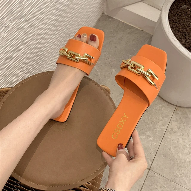 Wholesale Items Women Sandals Fashion Chain Square Toe Slippers Summer  Female Beach Shoes Flat Flip Flops Rubber Soles B8967 - Women's Sandals -  AliExpress