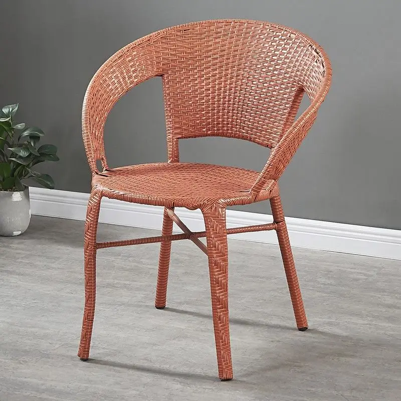 

133Outdoor rattan chair single casual backrest chair woven home elderly courtyard outdoor simple balcony small chair table