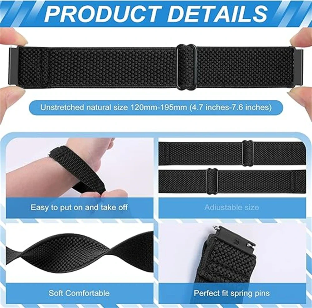 Premium Nylon Loop Strap | Braided Bracelet Replacement | 20mm & 22mm Sizes