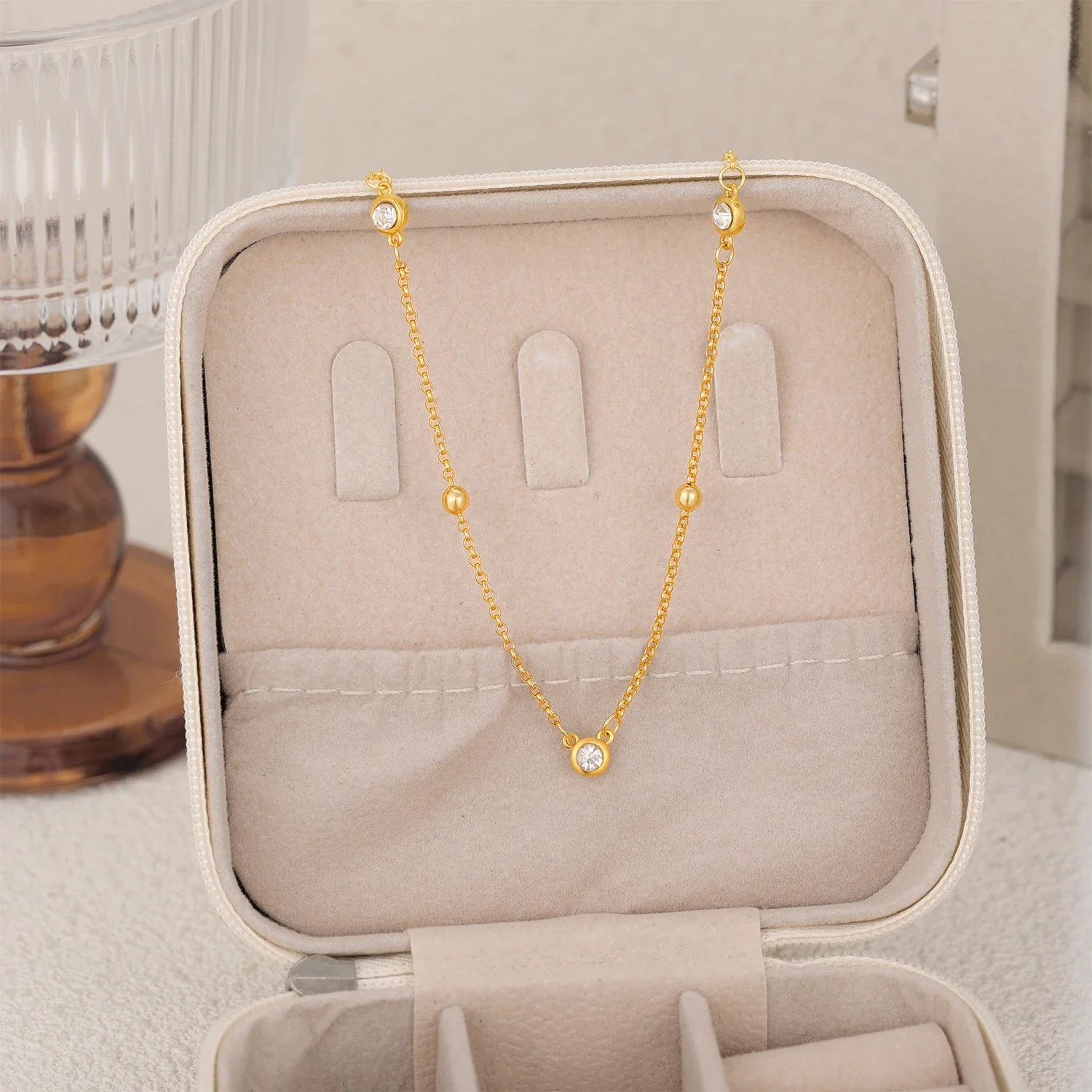 18K Gold Plated Delicate Small Waterdrop Zircon Neckalce for Women Minimalist Stainless Steel Neckalces Party Gifts Chic Jewelry