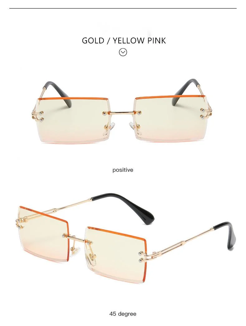 Lunettes de soleil sans cadre, dégradé carré, pièce d'océan, à la mode, pour célébrités d'internet, Photo de rue, nouvelle collection_voghion.com