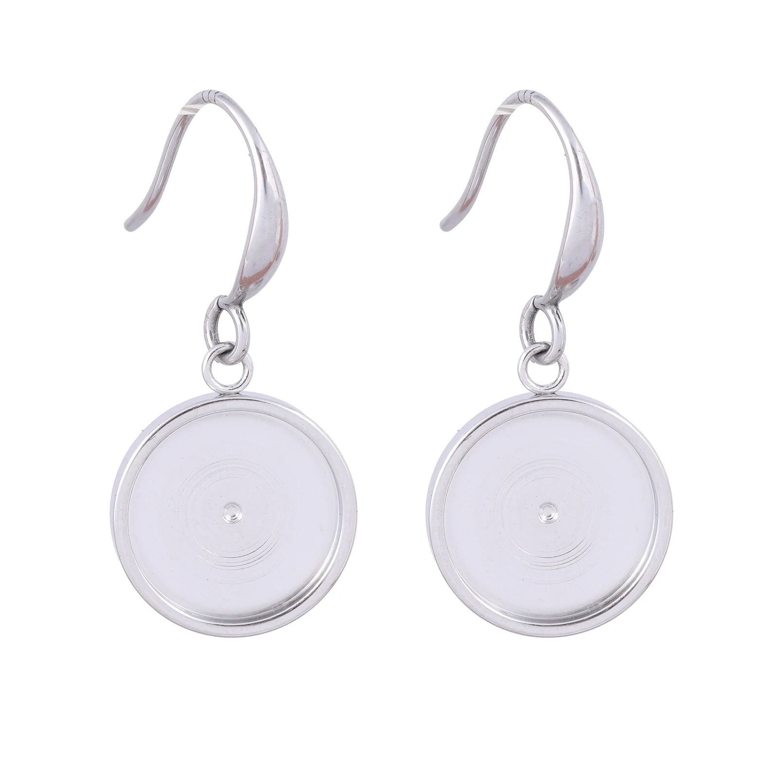 10Pcs Stainless Steel Earring Wire Hooks Fit 12Mm Round Cabochon Base Setting Trays Diy Jewelry Making Supplies