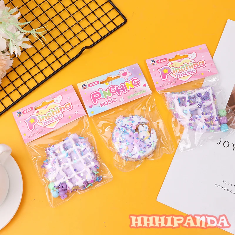Cartoon Kawaii Waffle Cat Paw PU Slow Rebound Toy Children Decompression Props Creative Ins Small Fresh Pinch Music Fidget Toy