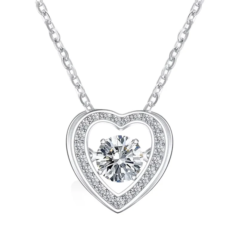 

M&D 0.3CT Heart Cut D Color Moissanite Pendant Necklace for Women S925 Silver Pass Diamond Test Chain Necklaces