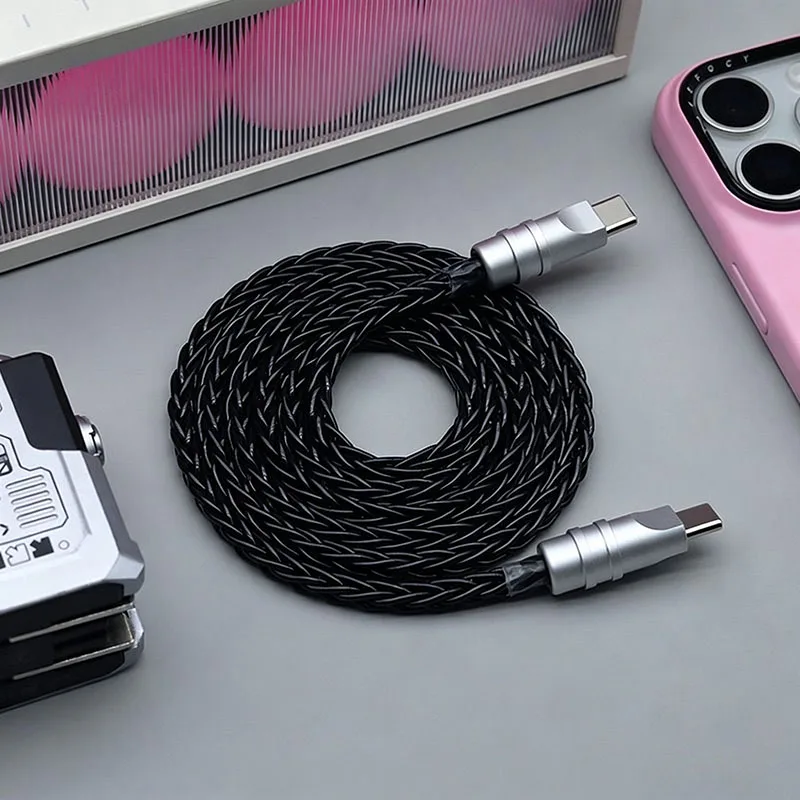 맞춤형 240W 고속 충전 타입 C to 타입 C 케이블 8-스트랜드 브레이디드 단결정 구리 USB C 코드 (휴대폰, 노트북, 차량용 충전기)