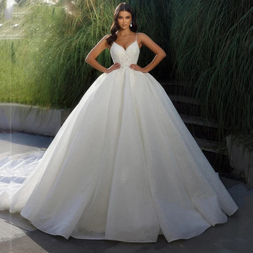Exquisite Appliques A-Line Fluffy Mopping Wedding Dresses Princess Bridal  Gown | eBay