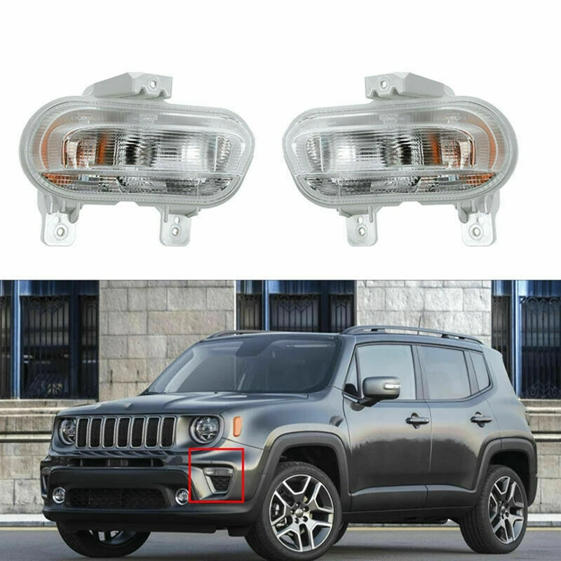 

1 Pair Auto Accessories Front DRL Parking Turn Signal Fog Light For Jeep Renegade 2019-2021