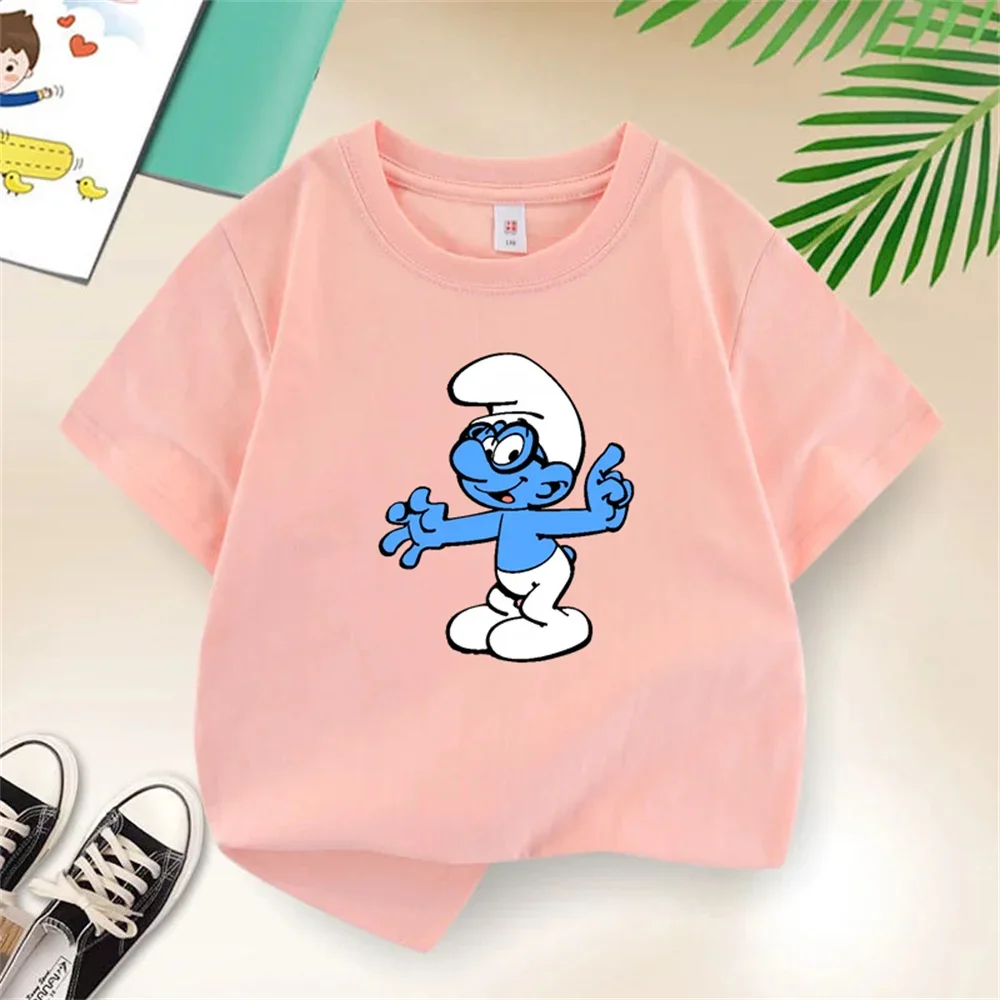 Kids Cotton T-shirt Game Smurf Cartoon Print Boy T-shirt Summer Casual Short Sleeve Baby Girl Clothes Kids T-shirt Top 3