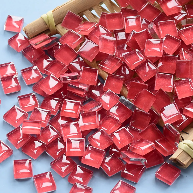 50PCS Glass Mosaic Tiles Square Crystal Glass Colorful Mosaic Stones DIY Handmade Children's Creative Decoration Accessories Stickers