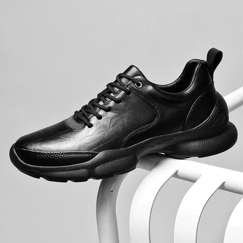 Genuine Leather Male Sneakers Lace-up Mens Casual Shoes Hot-selling Treking Footwear Outdoor Sports Shoes New Non-Slip Trainers - 3