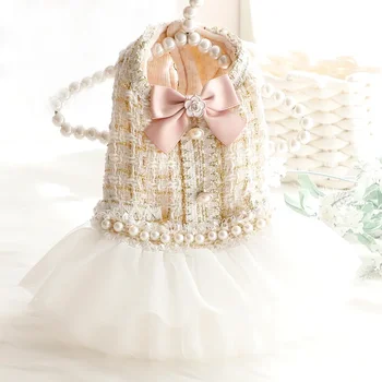 Pet Dog Lace Dress Clothes for Small Dogs Luxury Dog Clothes Tutu Skirt Princess Fluffy Skirt Cotton Apparel Pet Clothes