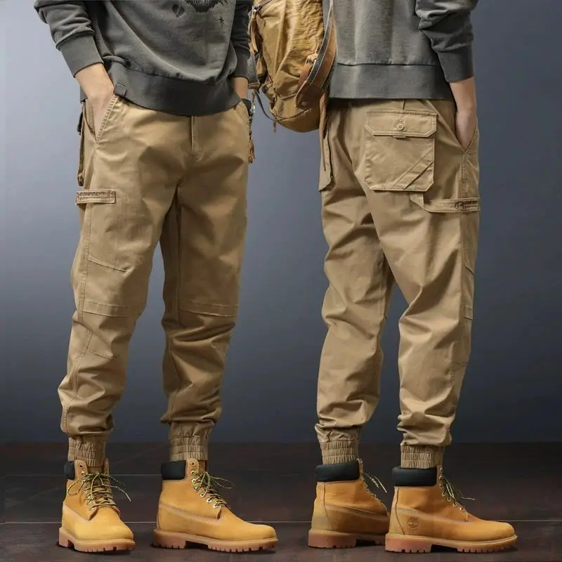 

Elegant Fashion Harajuku Slim Fit Cargo Pants Solid Pockets Wide Leg Straight Leg Pants Loose Casual All Match Cropped Pants