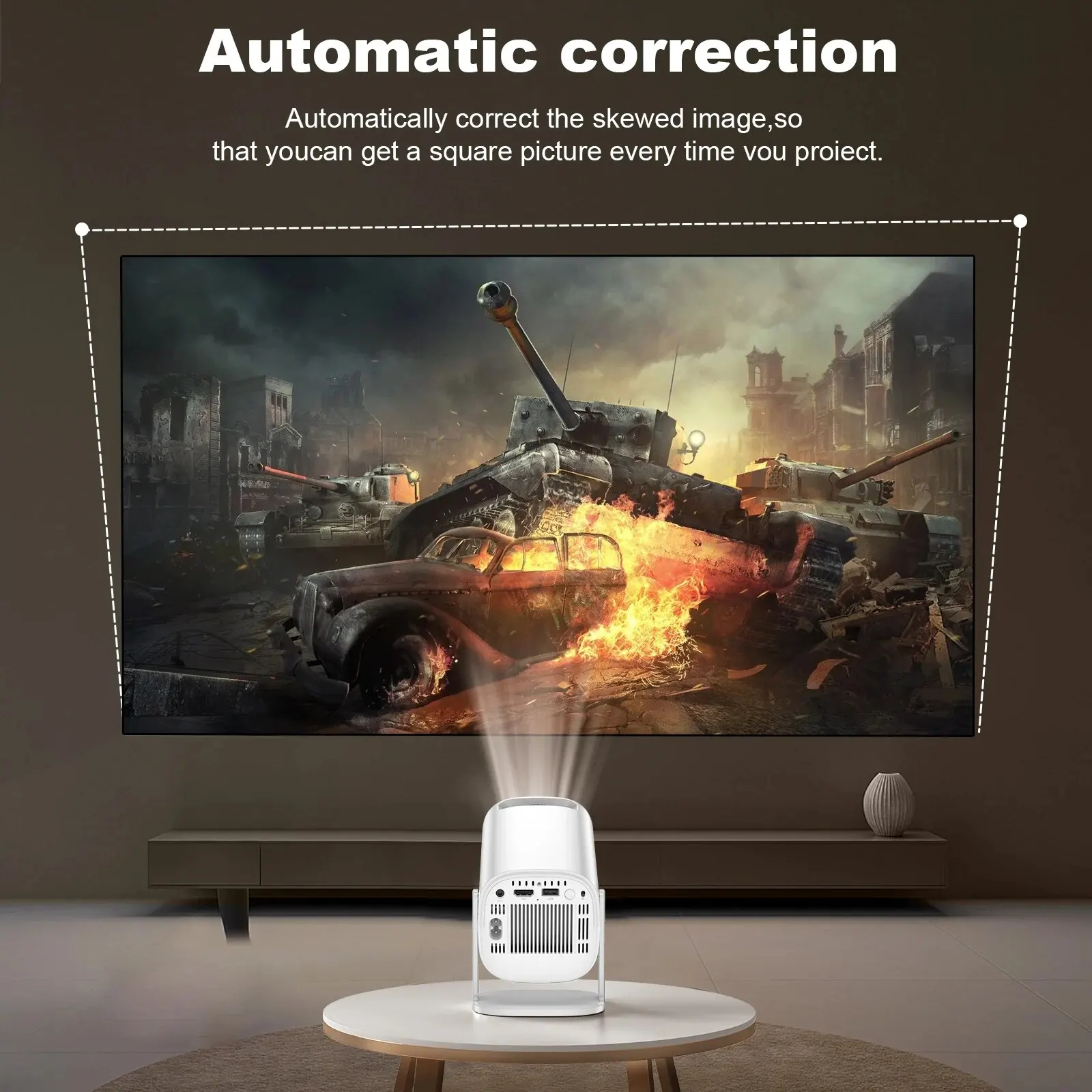 Portable Projector Salange P30 Projector Wifi6 BT5.4 Auto Focus Correction Smart Android 11.0 720P Home Theater Pocket Outdoor Beamer for 4K Movie