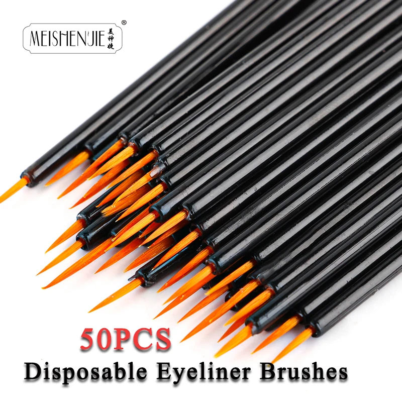 MEISHENJIE 50PCS Disposable Eyeliner Brush Eye Shadow Eyeliner Wand Cosmetic Brush Eyelash Extension Women Beauty Makeup Tools