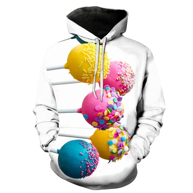 Colourful Candy Hoodies For Men Women Autumn Casual Pullovers 3D Print Lollipops Hoodie Boy Girl Children Funny Harajuku Clothes