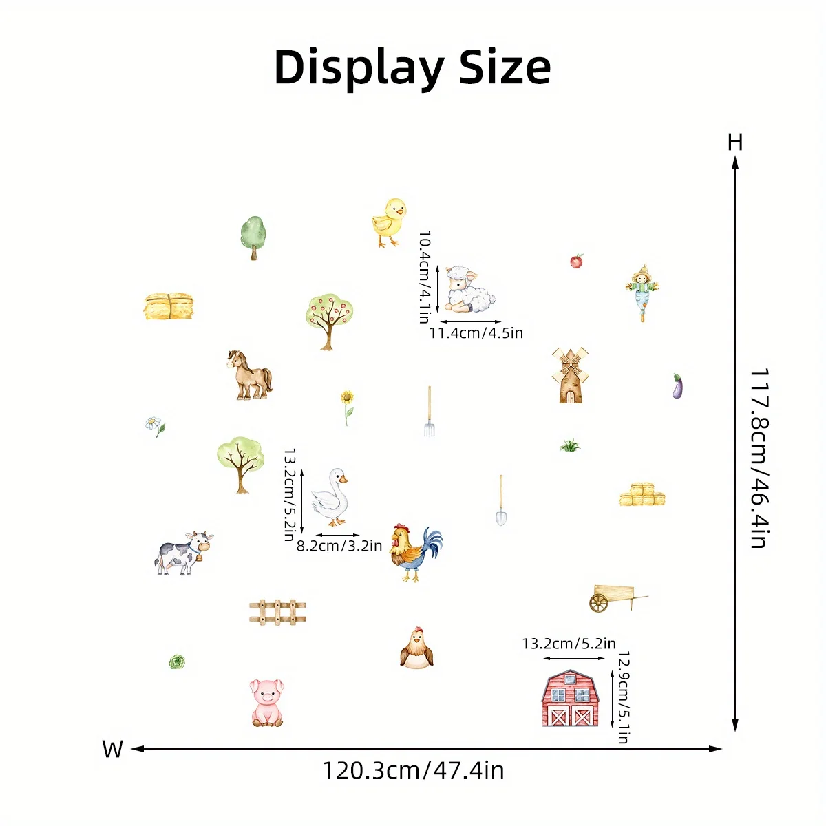 Cartoon Cute Chicken Sheep Tree Farm Wall Stickers for Kids Room Living Room Nursery Background Decoration Wall Decals