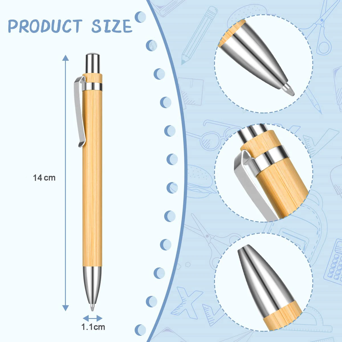 대나무 나무 볼펜, 사무실 학교 쓰기 문구, 비즈니스 서명 볼펜, 1.0mm 팁, 40 개/로트