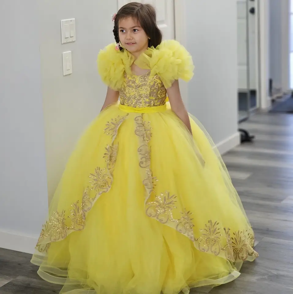 Lace Yellow Toddler Party Gown 1-6 Year GACH164 main image 0
