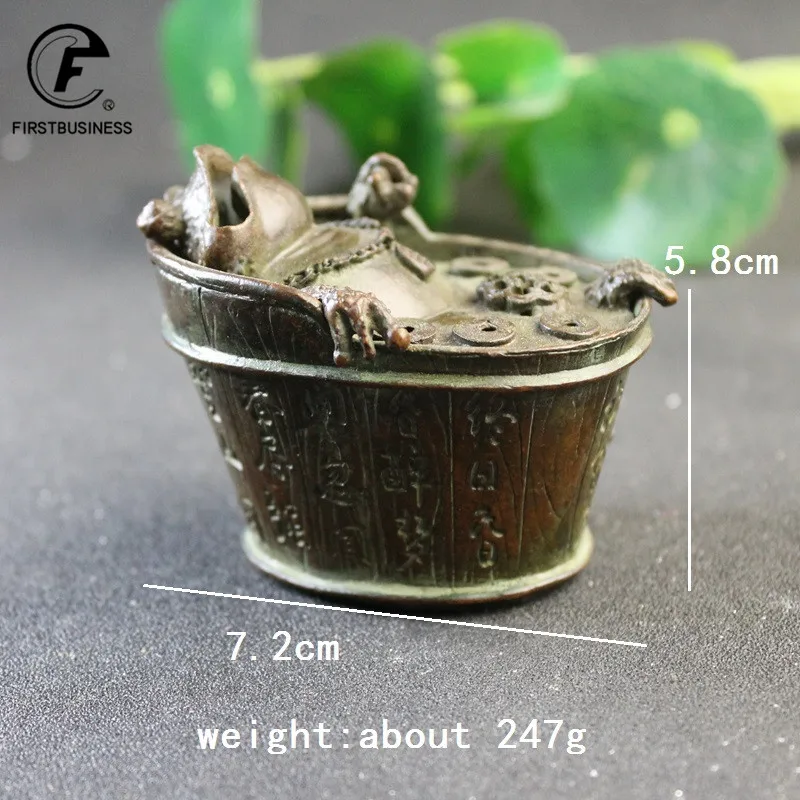 家の装飾,レトロな動物のカエルの置物,アンティーク銅のバスタブの彫像