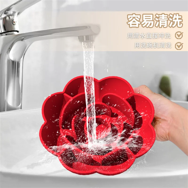Pet Supplies Silicone Slow Food Bowl Rose Shape Dog Bowl Cat Anti-Choking and Anti-Knocking Food Bowl with Suction Cup 2