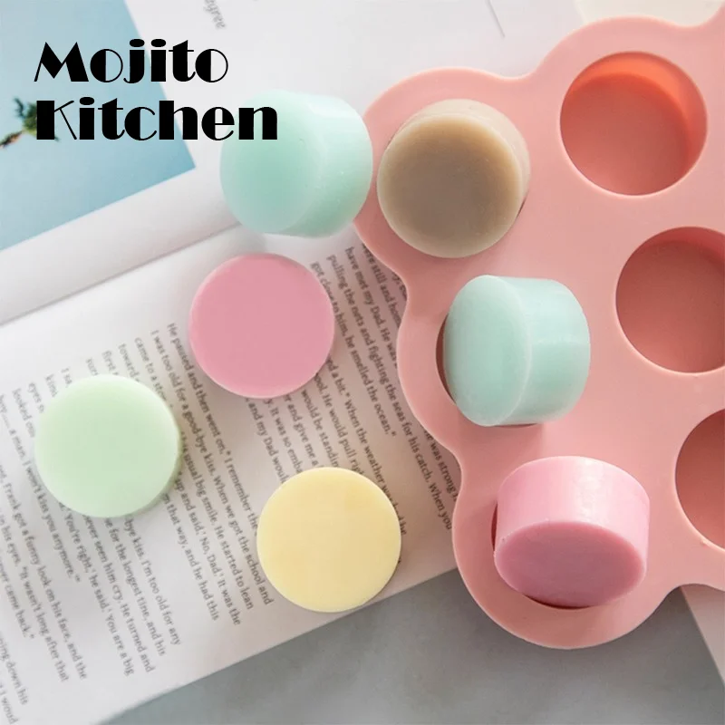 

Simple Round Soap Mold 9 Cavities Cylindrical Handmade Soap Silicone Mold DIY Cake Chocolate Mold Cake Making Tools