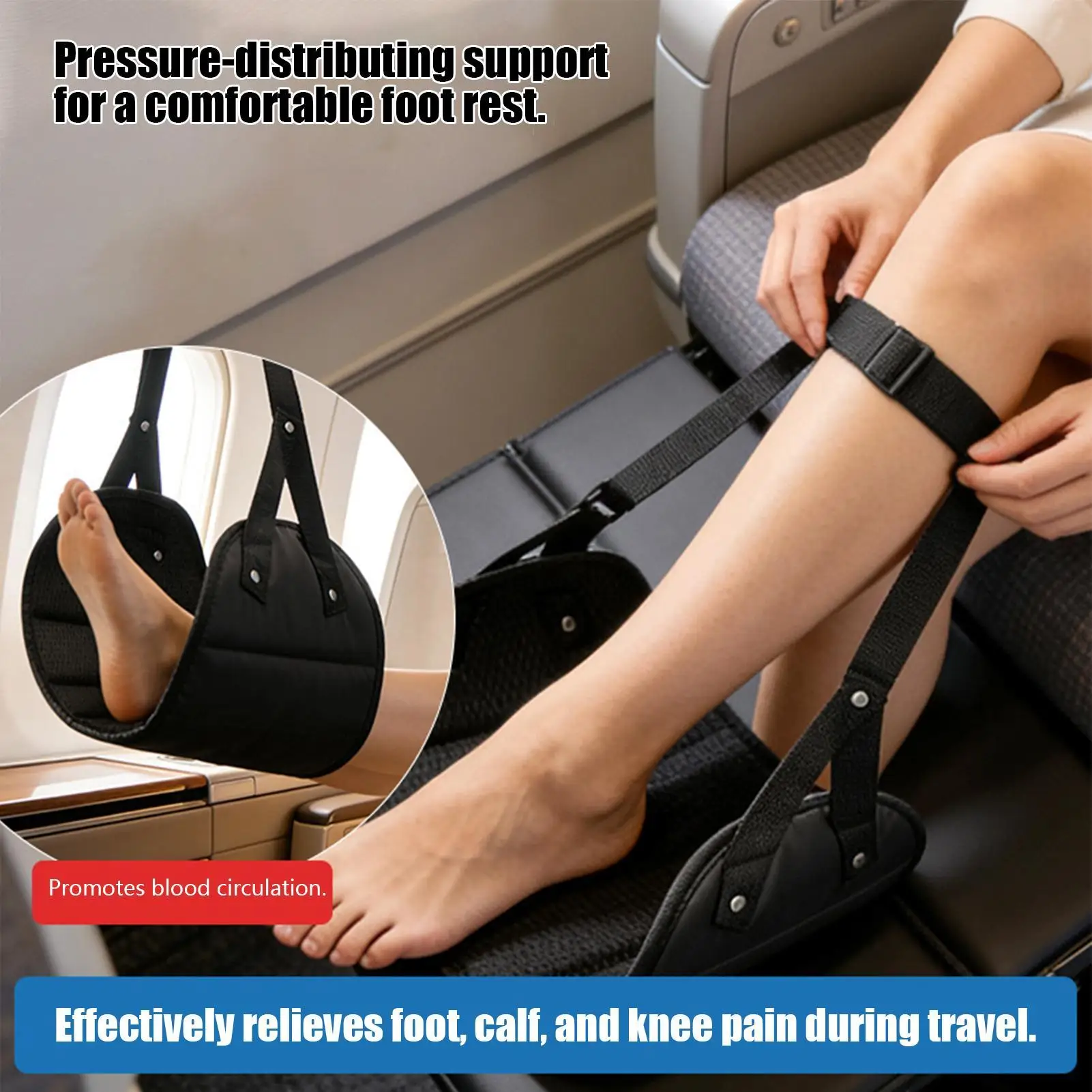 Amaca per Piedi Portatile e Regolabile con Comodo Poggiapiedi per Aereo, Ufficio e Auto, Supporto per Viaggi e Relax - immagine 6