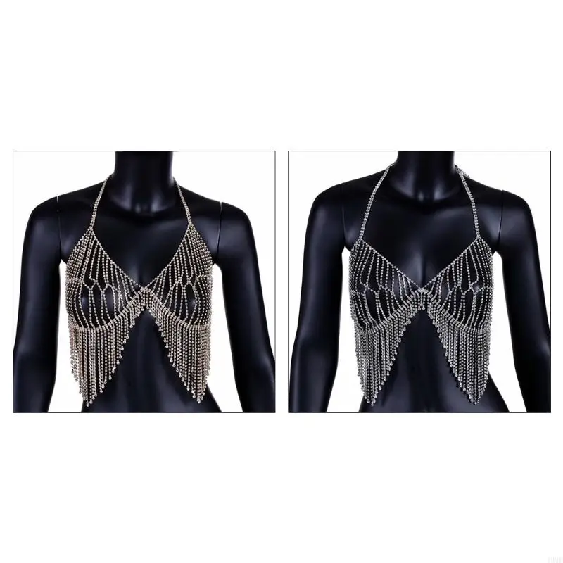 49MF Women's for Rhinestone Bra Crystal Body Chains for Beach Nightclub