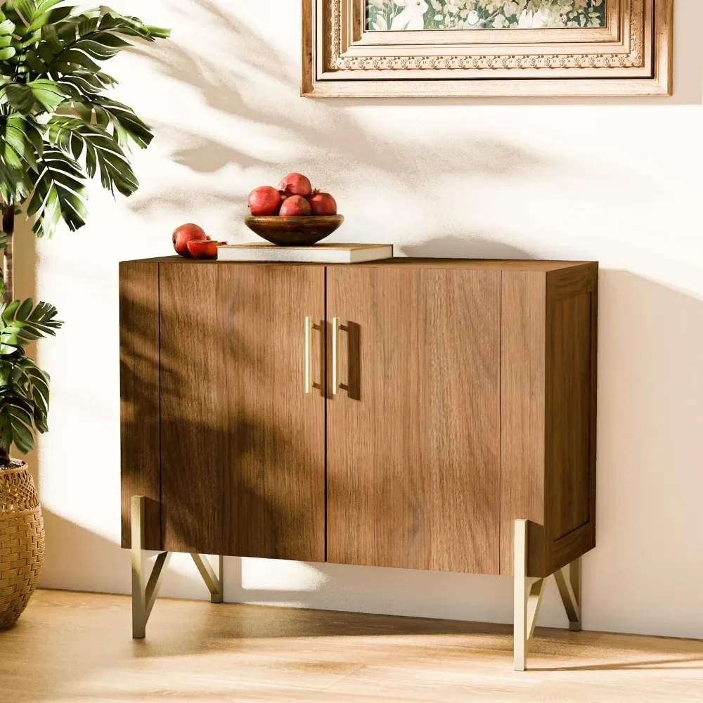 

Accent Cabinet with 2 Doors, Dark Walnut Furniture for Kitchen, Modern, Mid-Century, Free Shipping