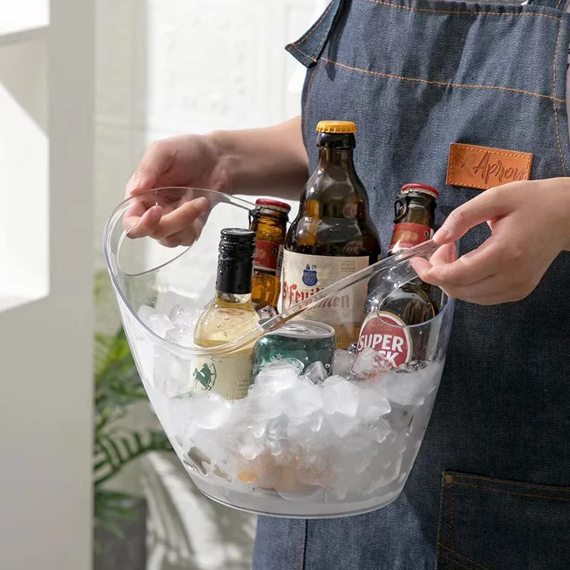 Ice Bucket Anti Slip Bottom Ice Buckets for Parties Clear Acrylic 3.5 Liter Storage Basket for 2 Wine Champagne Or 4 Beer Bottles