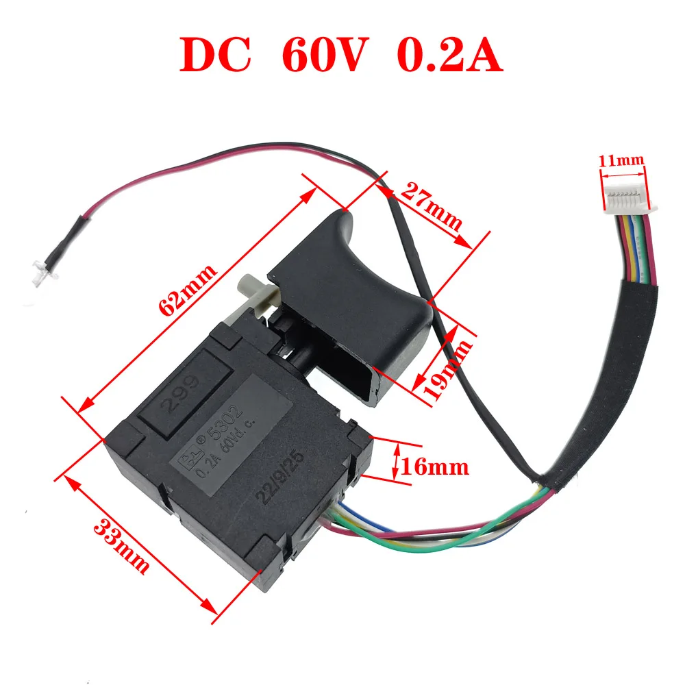 DC 전기 드릴 방진 속도 제어 푸시 버튼 트리거 전기 렌치 스위치 0.2A 42V 60V 무선 드릴 스위치
