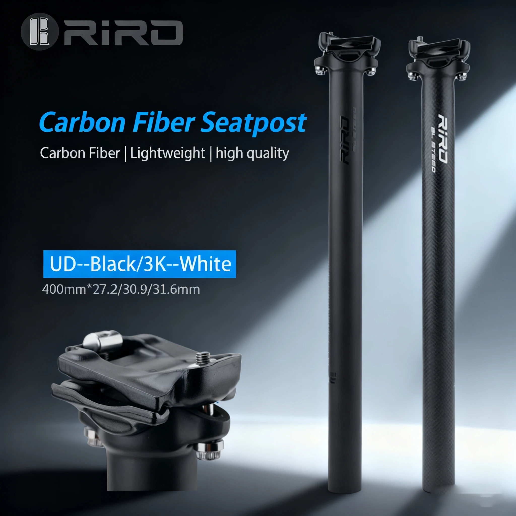 RIRO Ultralight Carbon Fiber Seatpost 27.2/30.9/31.6x400mm Straight MTB Road
