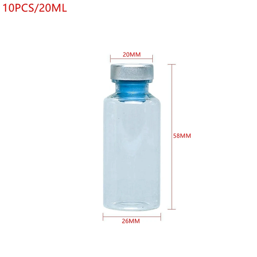 10PCS 12ML/15ML/20ML/25ML/30ML Anaerobic Bottles Clear High Borosilicate Glass With Aluminum Plastic Cap Sealed Vials Labware