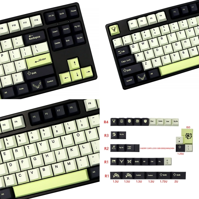 

136-Key PBT Keycap Cherry Height Dye Sub Keycaps For 61/68/87/104/108 Mechanical