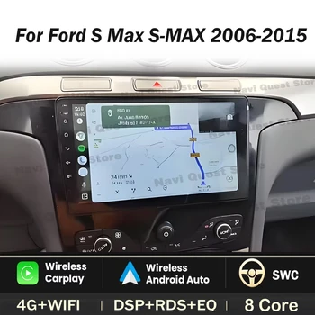 Radio para Auto Ford S Max S-MAX 2006-2015, para Ford Galaxy 2014, Reproductor Multimedia Estéreo Android Auto, Navegación GPS, Sin DVD 2din 1