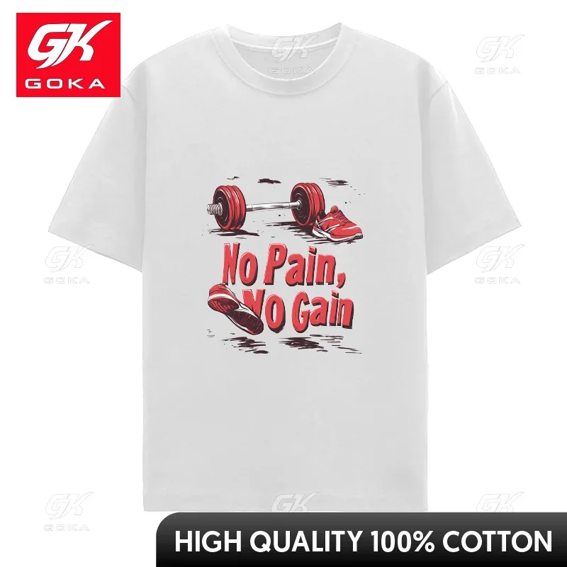 Fitness T-shirt No Pain No Gain Men's Sneaker Pattern Printed T-shirt Hip Hop Casual Short Sleeve Clothing  Women's Unisex Tee 6