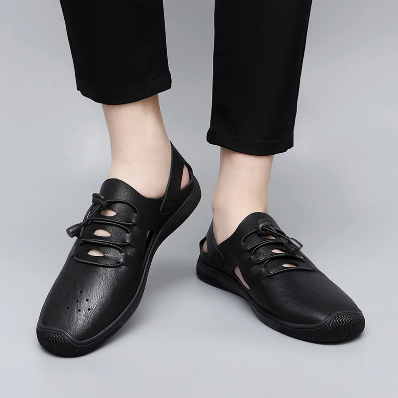 2024 Summer Leather Classic Roman Slipper Outdoor Sneaker Beach Rubber Flip Flops Men Water Trekking Sandals_voghion.com