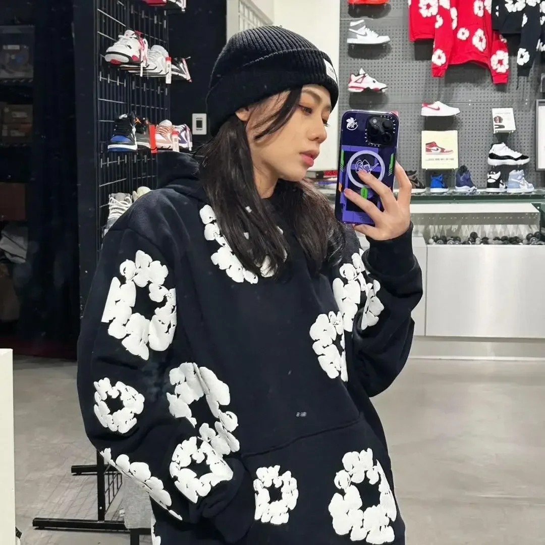 New Fashion Men's Women's Same Kapok Printing Street Style Loose Hooded Sweater with Trousers Set 2