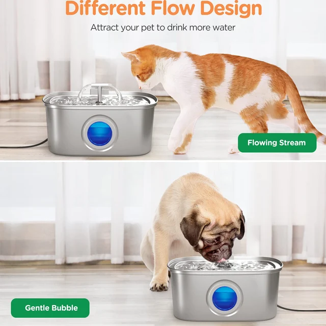 3.2L Cat Drinking Fountain Automatic Stainless Steel Pet Dogs Water Dispenser Fountain For Multiple Pets Drink Bowl 5