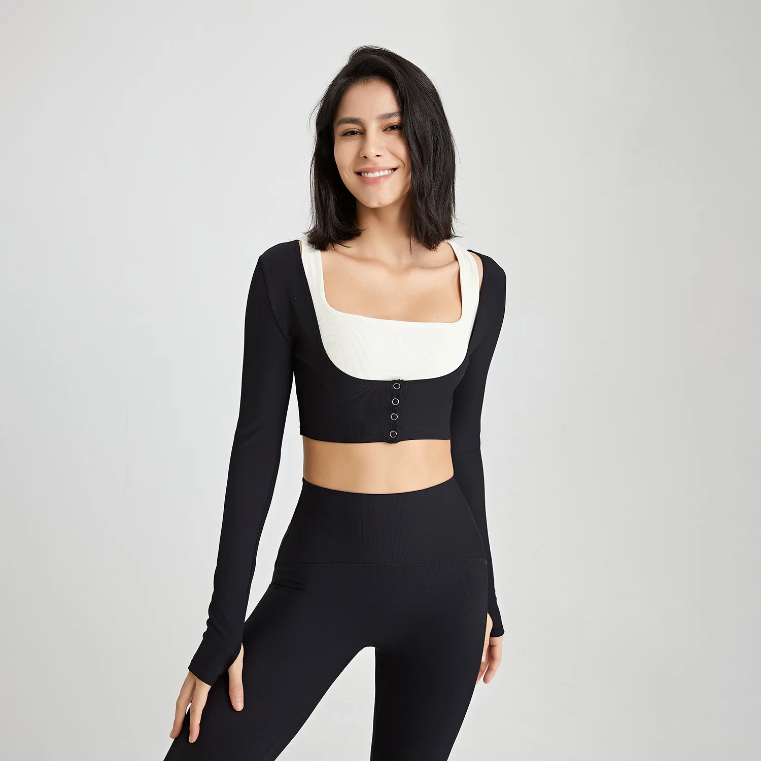 여성용 버튼 디자인 누드 요가 긴팔 셔츠 가디건, 슬림 리브 스포츠 탑, 러닝 피트니스, 속건성 크롭탑, 가을 신상