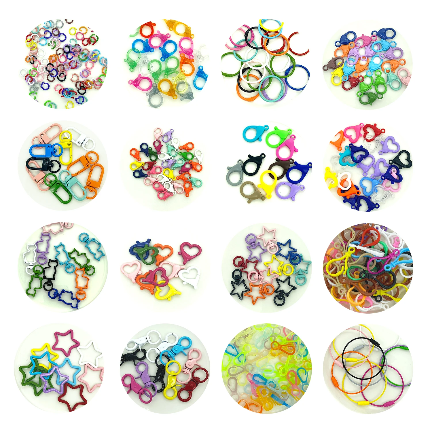 35style Alloy/Plastic DIY Jewelry Making Findings Supplies Heart Lobster Clasp Ball Chains Open Rings for Keychain Accessory |
