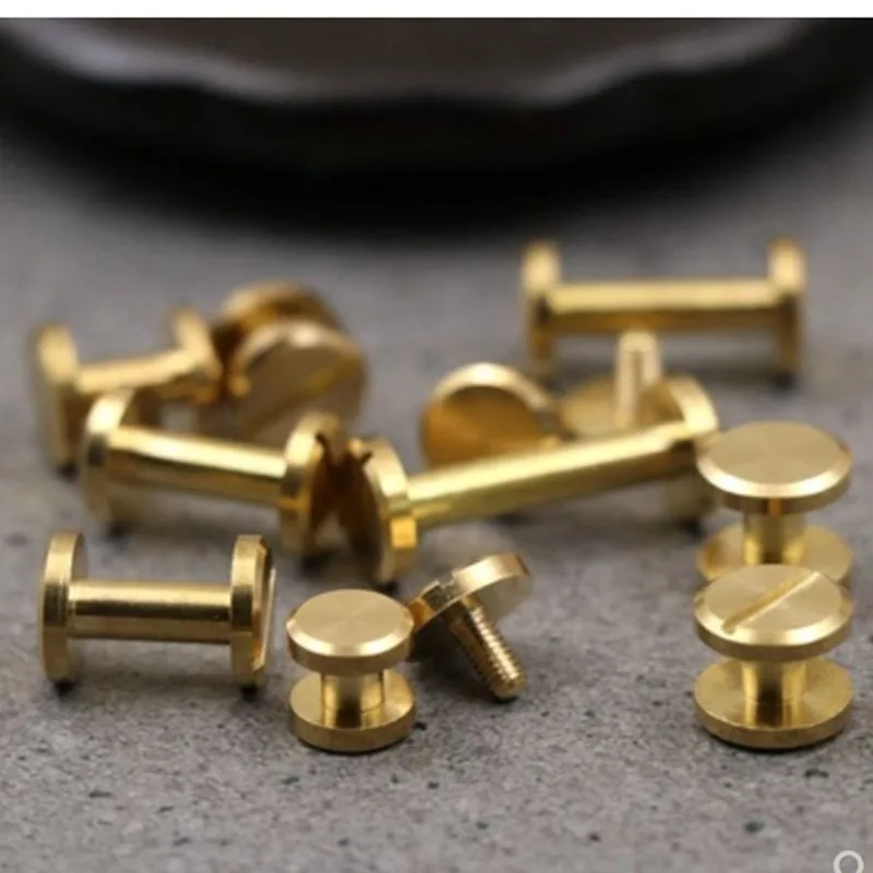 Rivets And Fasteners Rivets And Screws Binding Screws 10/50sets head Dia 6mm 8mm 10mm brass flat chicago screw Leather Craft Belt Screw Nail Rivet